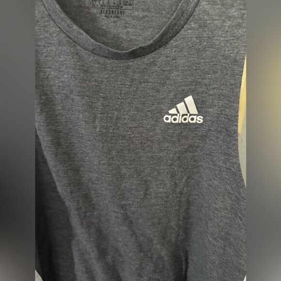 Adidas Classic Stripe Women's Sleeveless Tabk Top Size Medium Grey/White - Picture 3 of 7